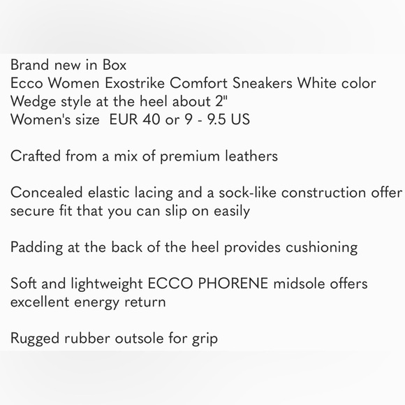 Ecco leather exostrike camo comfort sneakers, size 40EU (US9), NWT - Picture 5 of 6